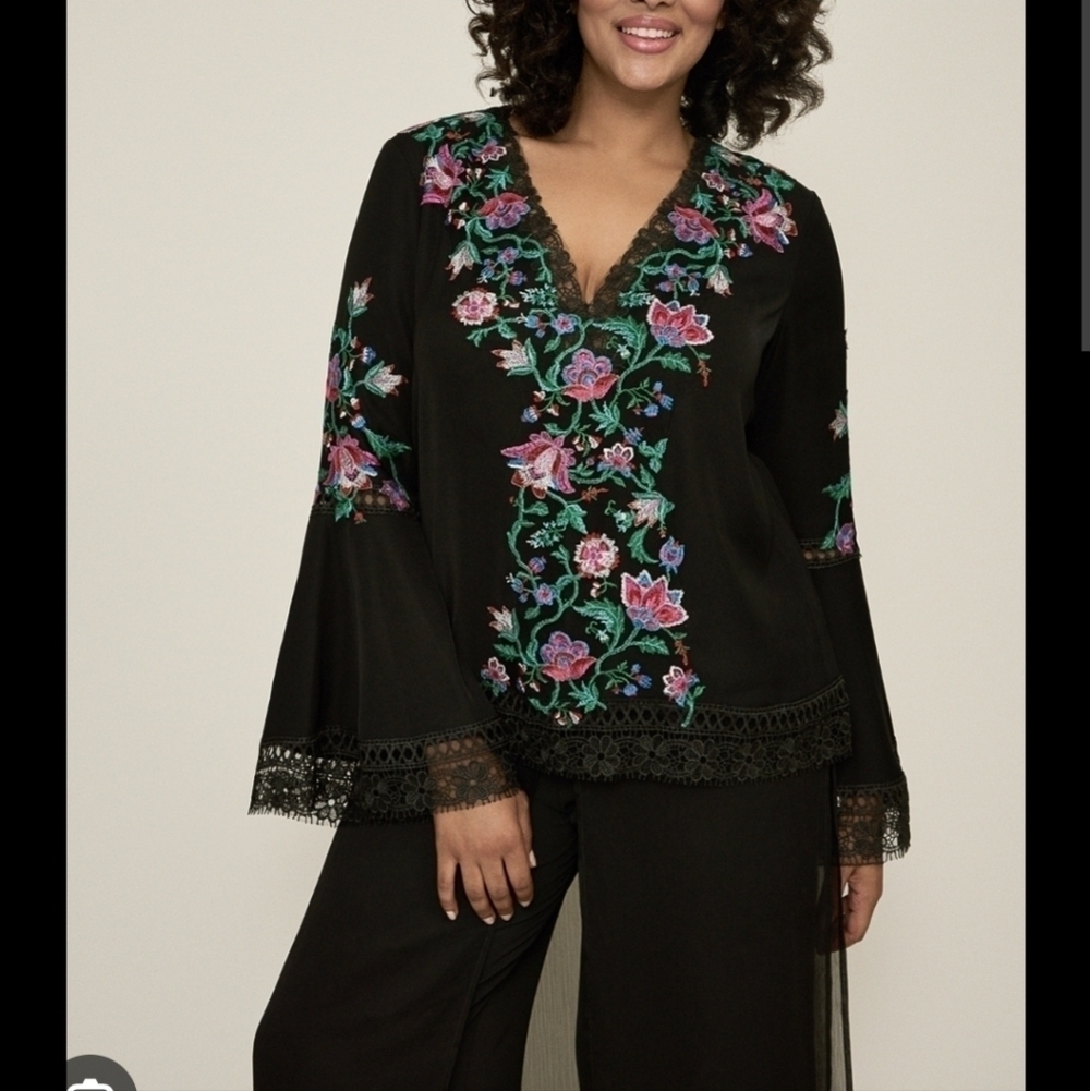 Tadashi Shoji Embroidered Formal Top